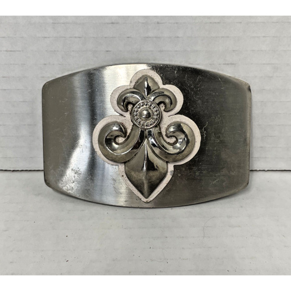 Y2K 90's 3D Silver Color Belt Buckle Fleur De Lis - Picture 1 of 3